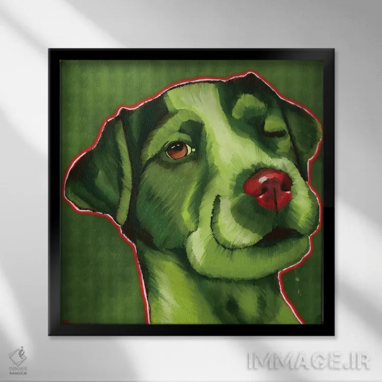 تابلو جک راسل تریر اثر دائو زد - نمای قابدار مشکی