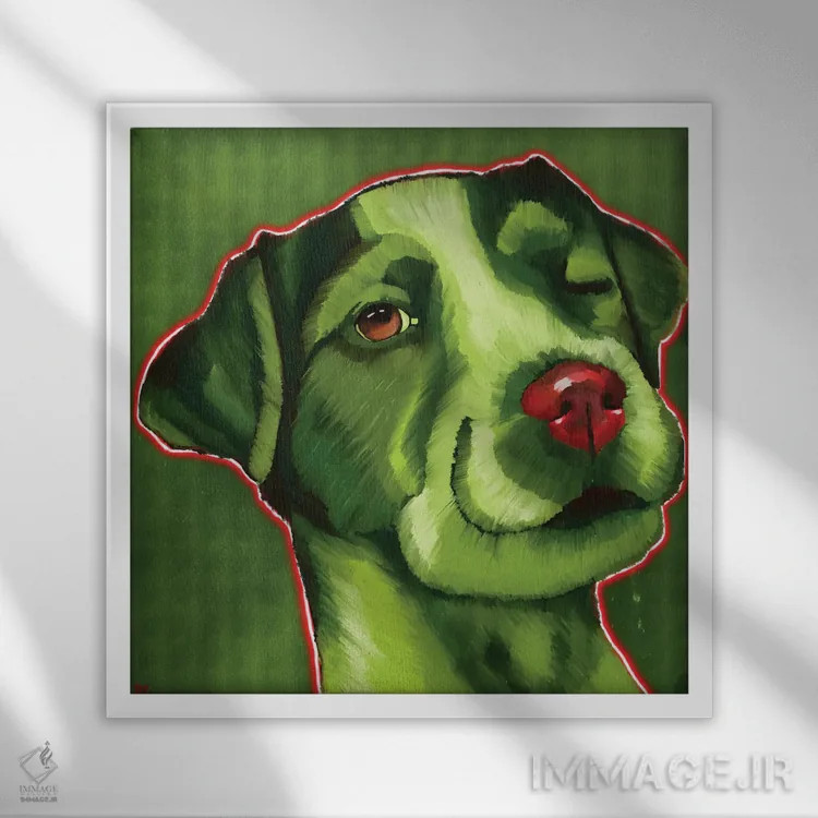 تابلو جک راسل تریر اثر دائو زد - نمای قابدار سفید