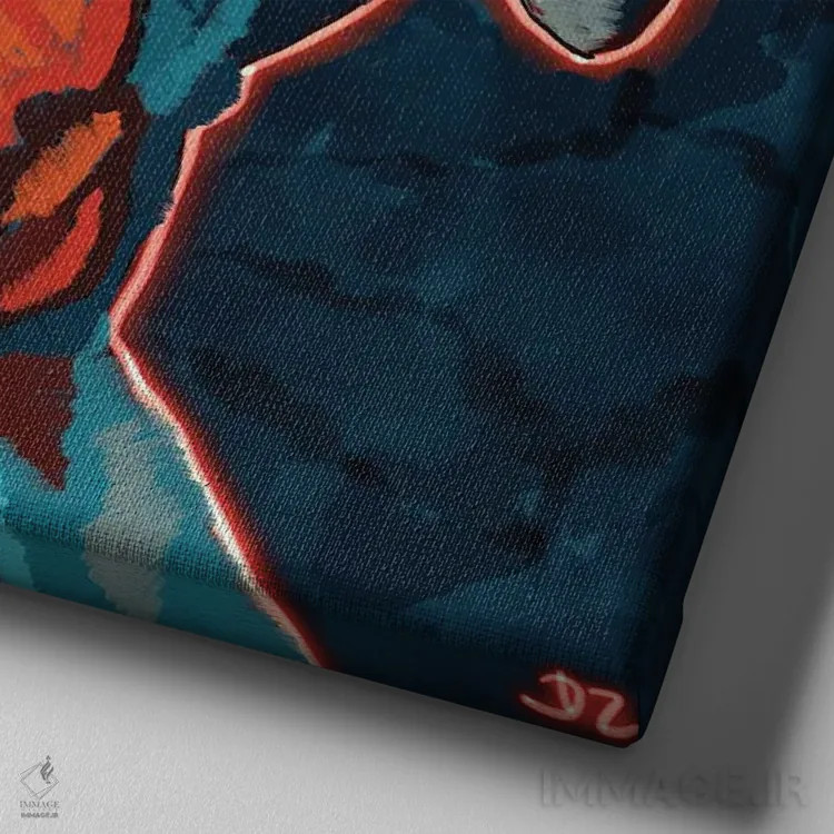 تابلو باکسر اثر دائو زد - نمای نزدیک بافت بوم