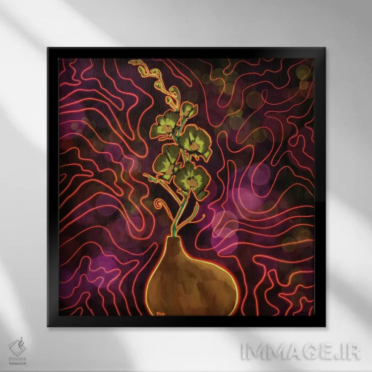 تابلو ارکیدهها اثر دائو زد - نمای قابدار مشکی