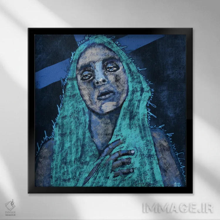 تابلو زن بودن مصلوب شده (رنج زنان) اثر دائو زد - نمای قابدار مشکی