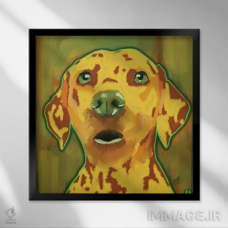 تابلو دالماتین (نژاد سگ) اثر دائو زد - نمای قابدار مشکی