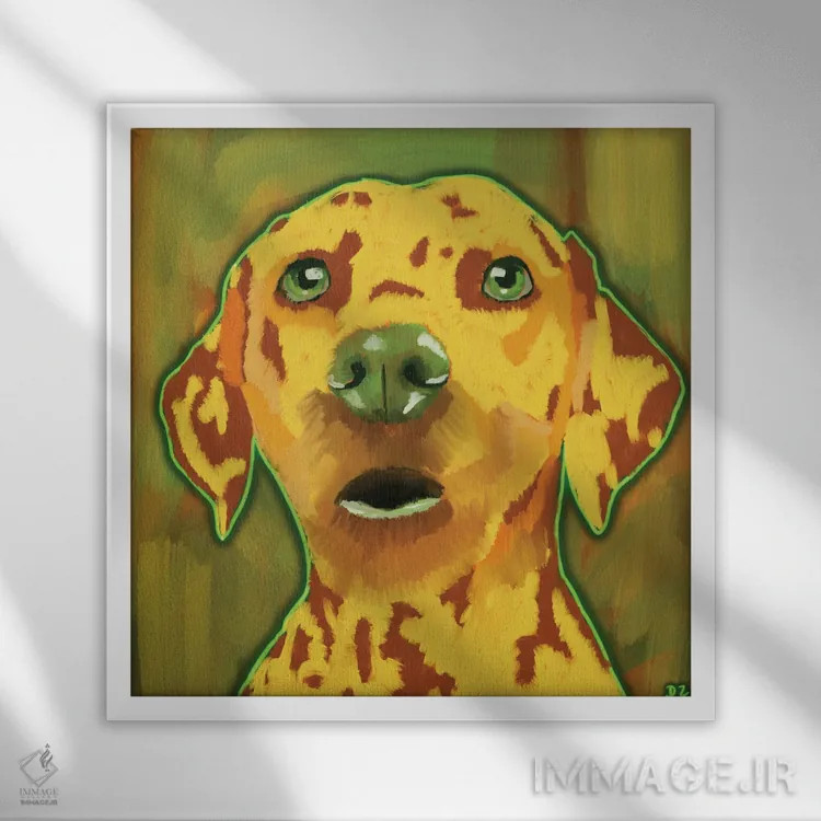 تابلو دالماتین (نژاد سگ) اثر دائو زد - نمای قابدار سفید