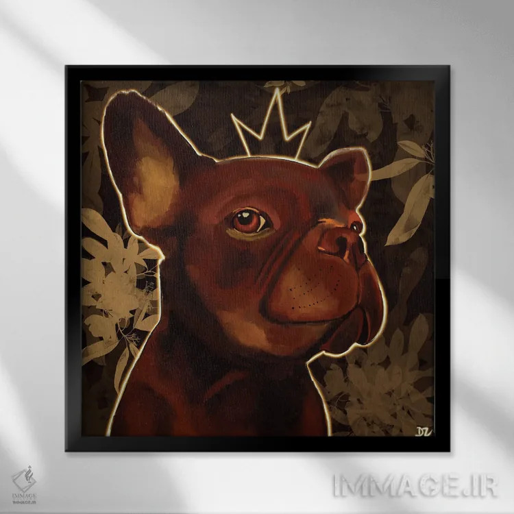 تابلو بولداگ فرانسوی اثر دائو زد - نمای قابدار مشکی