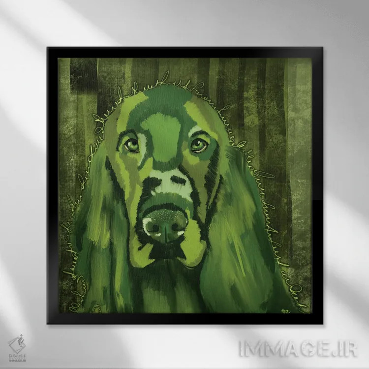 تابلو ایرش ستر (نژاد سگ) اثر دائو زد - نمای قابدار مشکی