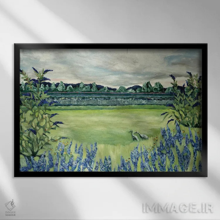 تابلو مزارع اسطوخودوس اثر دبورا ایو آلاسترا - نمای قابدار مشکی