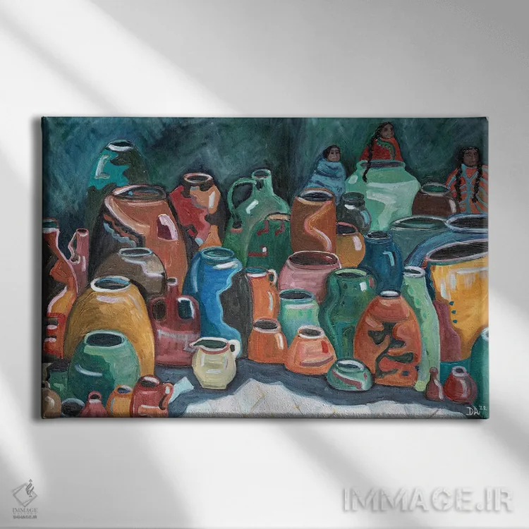 تابلو گلدانها اثر دبورا ایو آلاسترا - نمای روبهرو روی دیوار