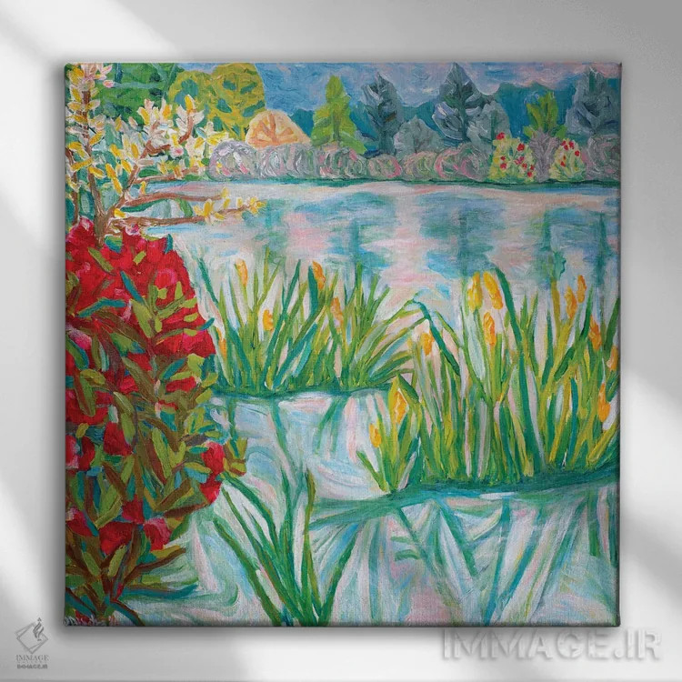 تابلو کرشمهٔ قرمز (نوعی گل) اثر دبورا ایو آلاسترا - نمای روبهرو روی دیوار