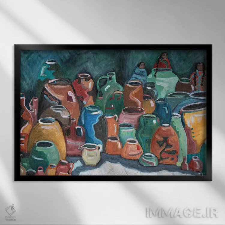 تابلو گلدانها اثر دبورا ایو آلاسترا - نمای قابدار مشکی