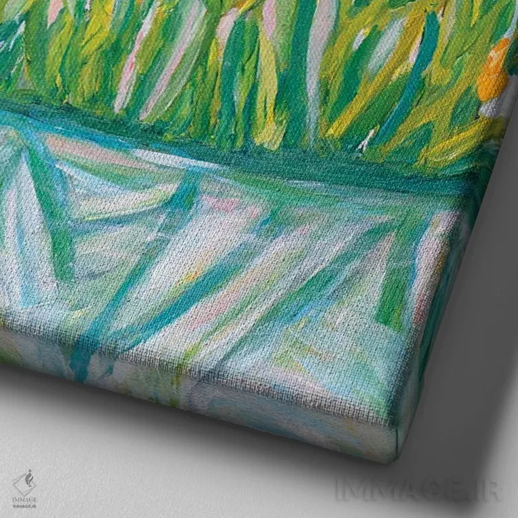 تابلو کرشمهٔ قرمز (نوعی گل) اثر دبورا ایو آلاسترا - نمای نزدیک بافت بوم