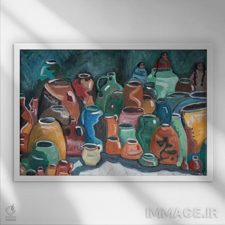 تابلو گلدانها اثر دبورا ایو آلاسترا - نمای قابدار سفید