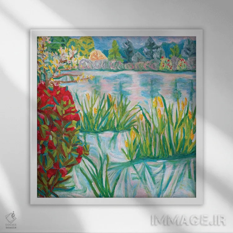 تابلو کرشمهٔ قرمز (نوعی گل) اثر دبورا ایو آلاسترا - نمای قابدار سفید