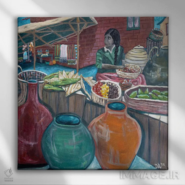 تابلو بازار (مِرکادو) اثر دبورا ایو آلاسترا - نمای روبهرو روی دیوار