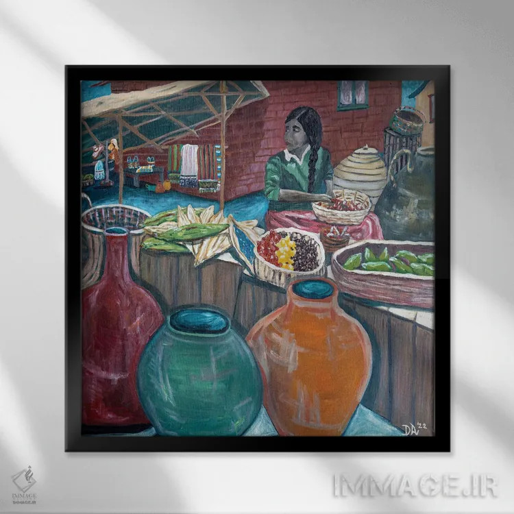 تابلو بازار (مِرکادو) اثر دبورا ایو آلاسترا - نمای قابدار مشکی
