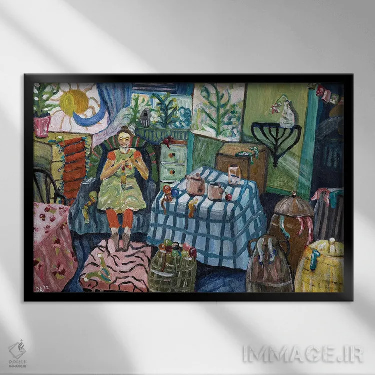 تابلو بوتیک جوراب فاوستین اثر دبورا ایو آلاسترا - نمای قابدار مشکی