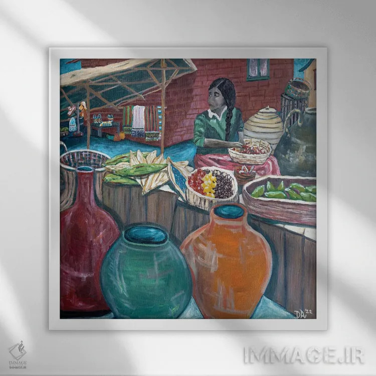 تابلو بازار (مِرکادو) اثر دبورا ایو آلاسترا - نمای قابدار سفید