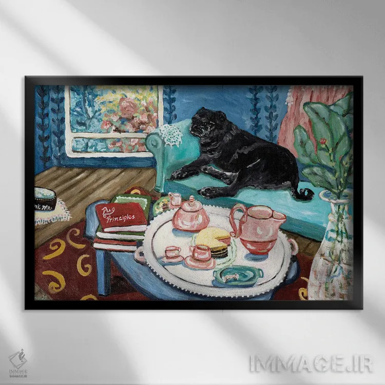 تابلو اصول پاگ (سگ نژاد پاگ) اثر دبورا ایو آلاسترا - نمای قابدار مشکی