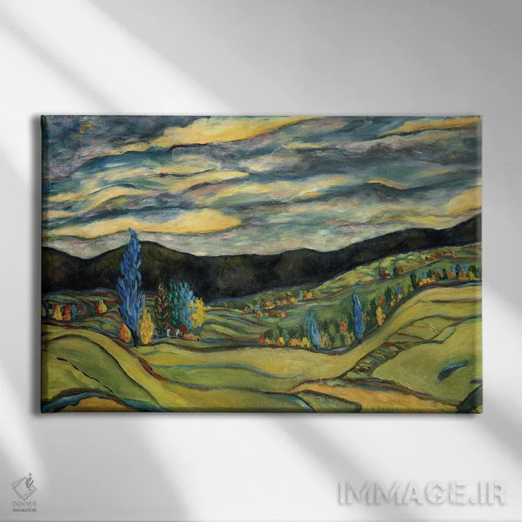 تابلو منظرهٔ پاییزی اثر دبورا ایو آلاسترا - نمای روبهرو روی دیوار