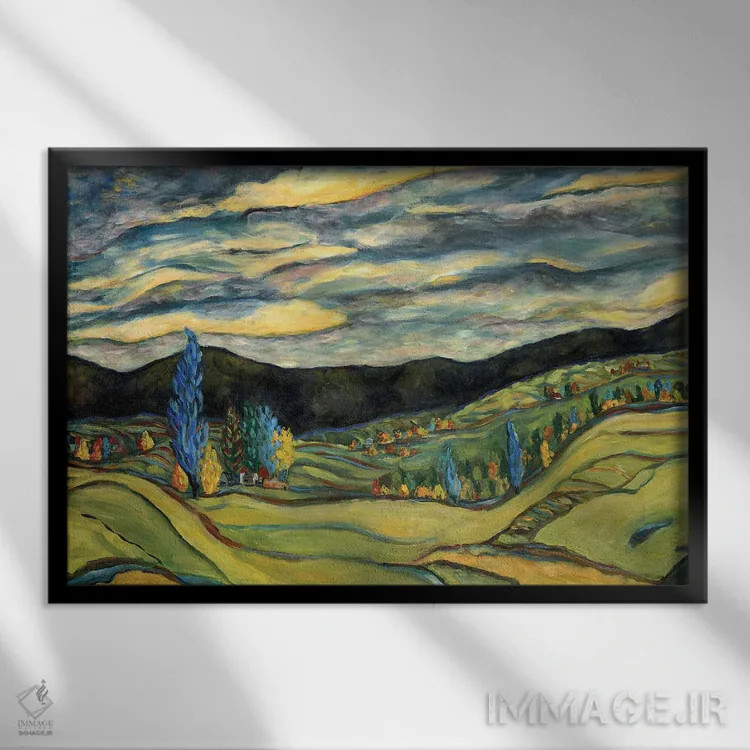 تابلو منظرهٔ پاییزی اثر دبورا ایو آلاسترا - نمای قابدار مشکی