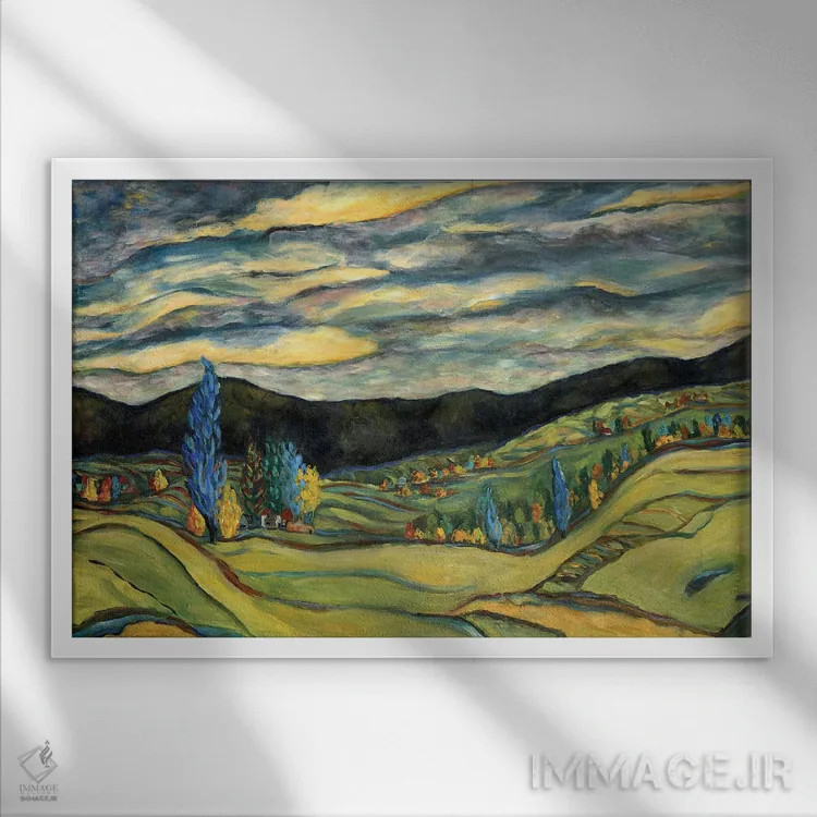 تابلو منظرهٔ پاییزی اثر دبورا ایو آلاسترا - نمای قابدار سفید