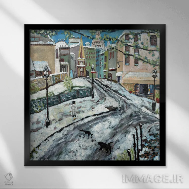 تابلو برف زودهنگام اثر دبورا ایو آلاسترا - نمای قابدار مشکی