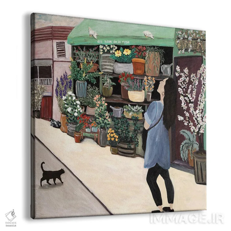 تابلو خریدار گل در سن ژرمن اثر دبورا ایو آلاسترا - نمای پرسپکتیو محصول