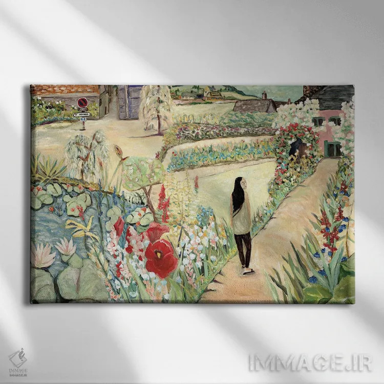 تابلو قدمزنی در باغ اثر دبورا ایو آلاسترا - نمای روبهرو روی دیوار