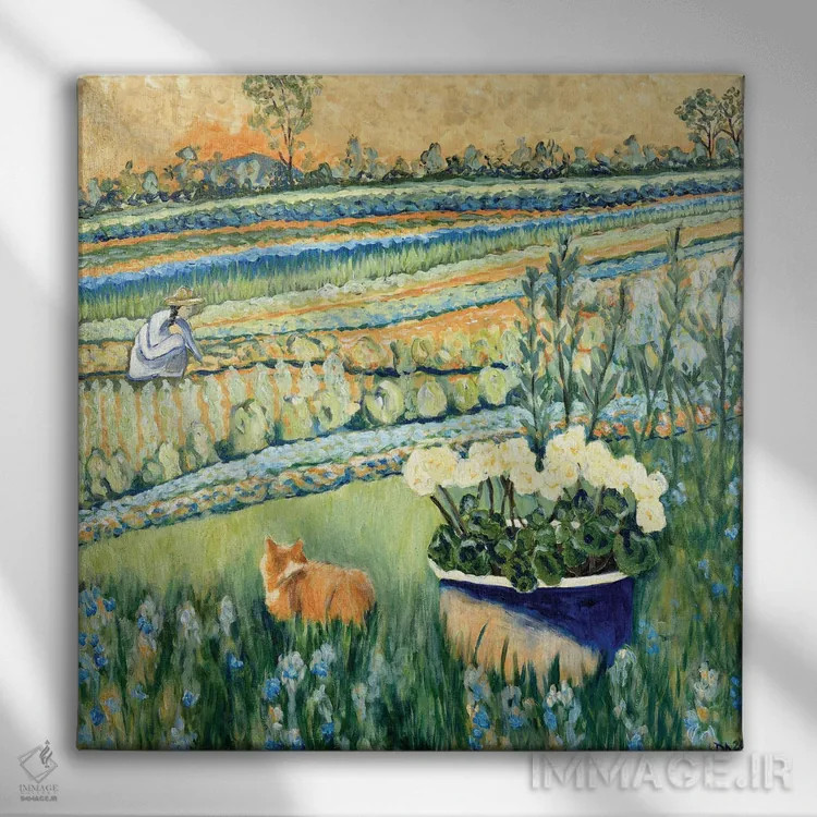 تابلو پناه گرفتن در باغ اثر دبورا ایو آلاسترا - نمای روبهرو روی دیوار