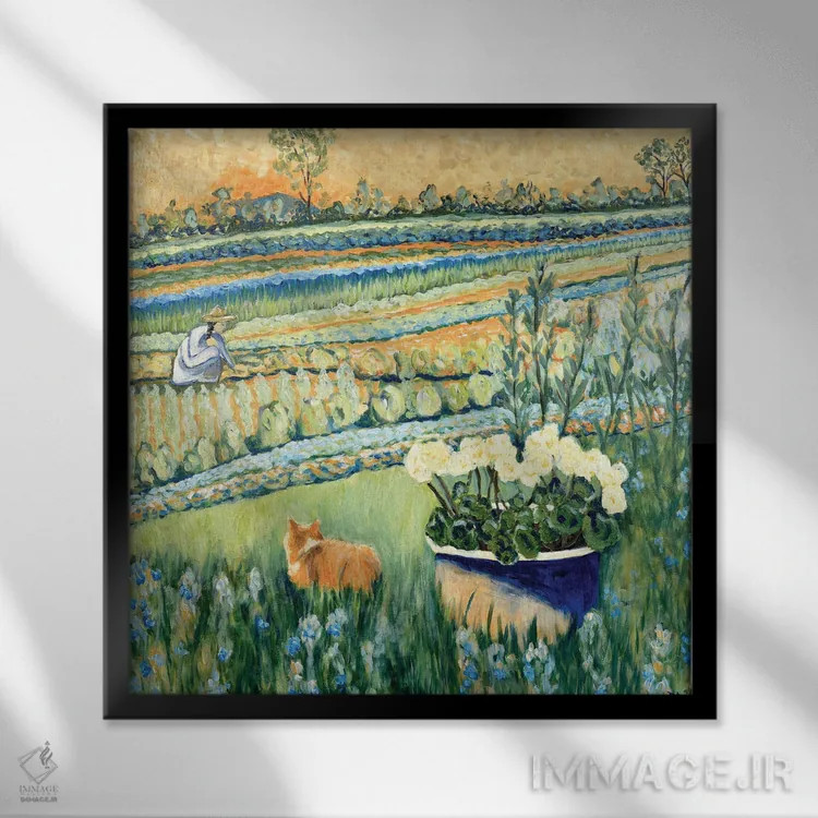 تابلو پناه گرفتن در باغ اثر دبورا ایو آلاسترا - نمای قابدار مشکی