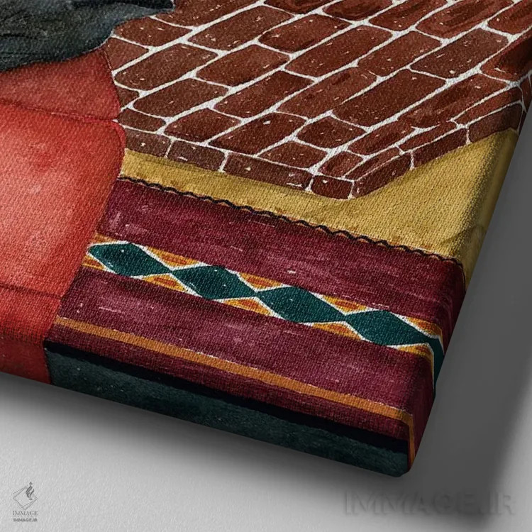 تابلو چهارپایهٔ قرمز اثر دبورا ایو آلاسترا - نمای نزدیک بافت بوم