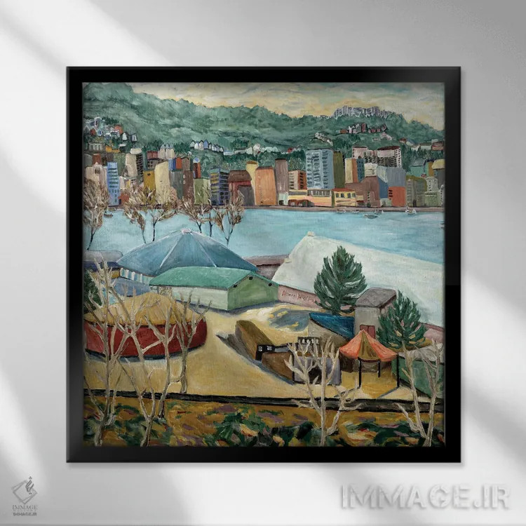 تابلو نمای زمستانی پورتلند اثر دبورا ایو آلاسترا - نمای قابدار مشکی