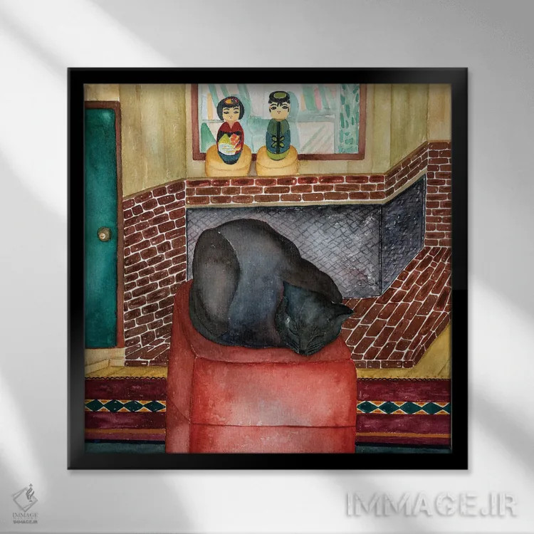 تابلو چهارپایهٔ قرمز اثر دبورا ایو آلاسترا - نمای قابدار مشکی