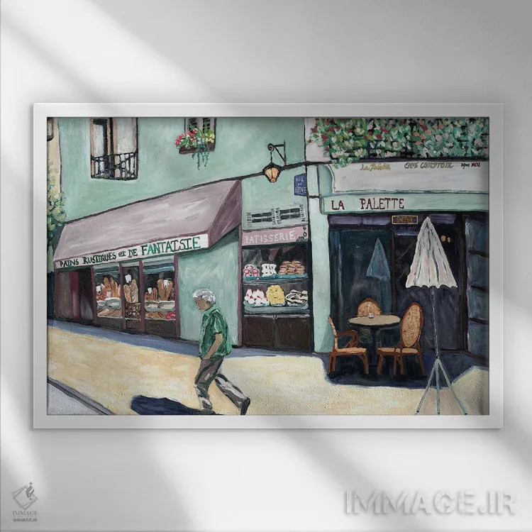 تابلو گوشهٔ کافه اثر دبورا ایو آلاسترا - نمای قابدار سفید