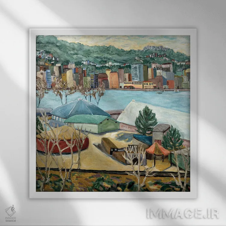 تابلو نمای زمستانی پورتلند اثر دبورا ایو آلاسترا - نمای قابدار سفید