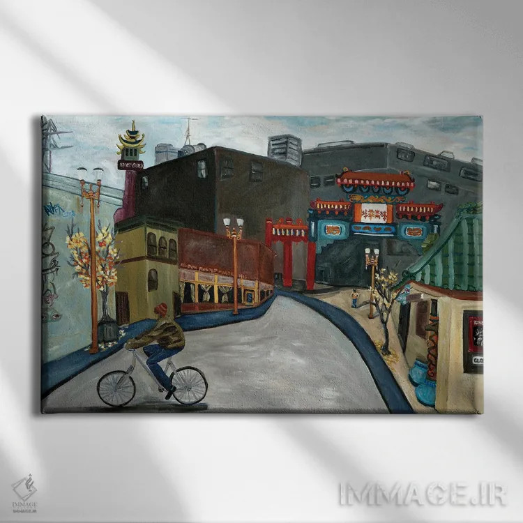 تابلو محلهٔ چینیهای پورتلند اثر دبورا ایو آلاسترا - نمای روبهرو روی دیوار