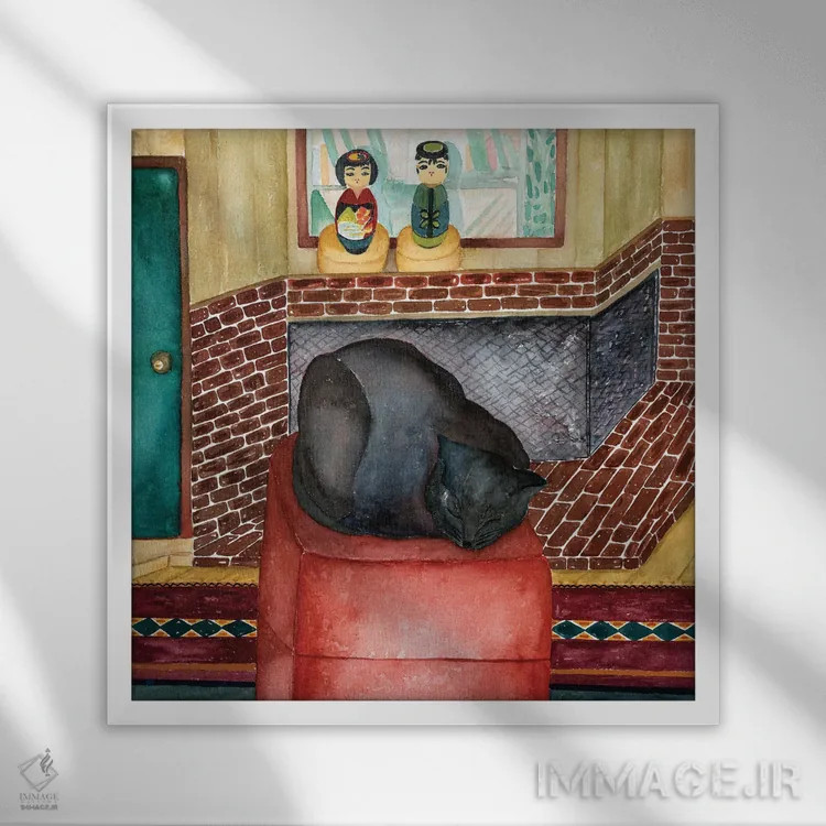 تابلو چهارپایهٔ قرمز اثر دبورا ایو آلاسترا - نمای قابدار سفید