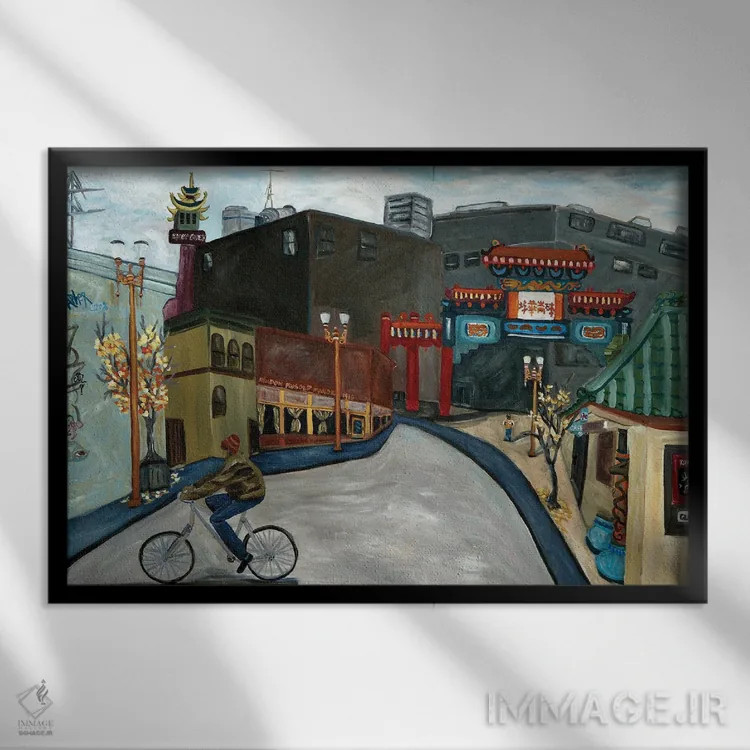 تابلو محلهٔ چینیهای پورتلند اثر دبورا ایو آلاسترا - نمای قابدار مشکی