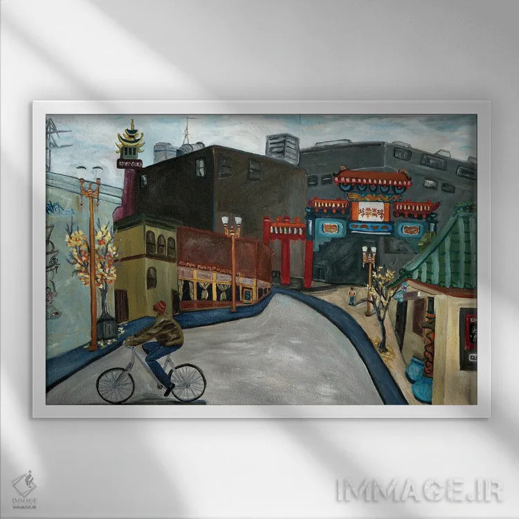 تابلو محلهٔ چینیهای پورتلند اثر دبورا ایو آلاسترا - نمای قابدار سفید