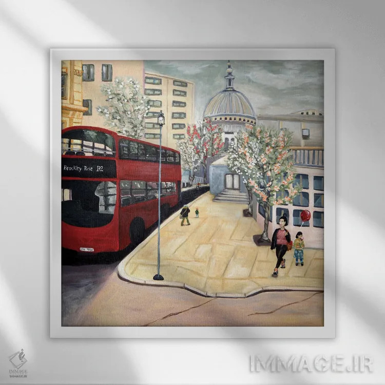 تابلو شهر لندن اثر دبورا ایو آلاسترا - نمای قابدار سفید