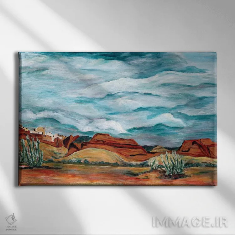 تابلو منظرهٔ نیومکزیکو اثر دبورا ایو آلاسترا - نمای روبهرو روی دیوار