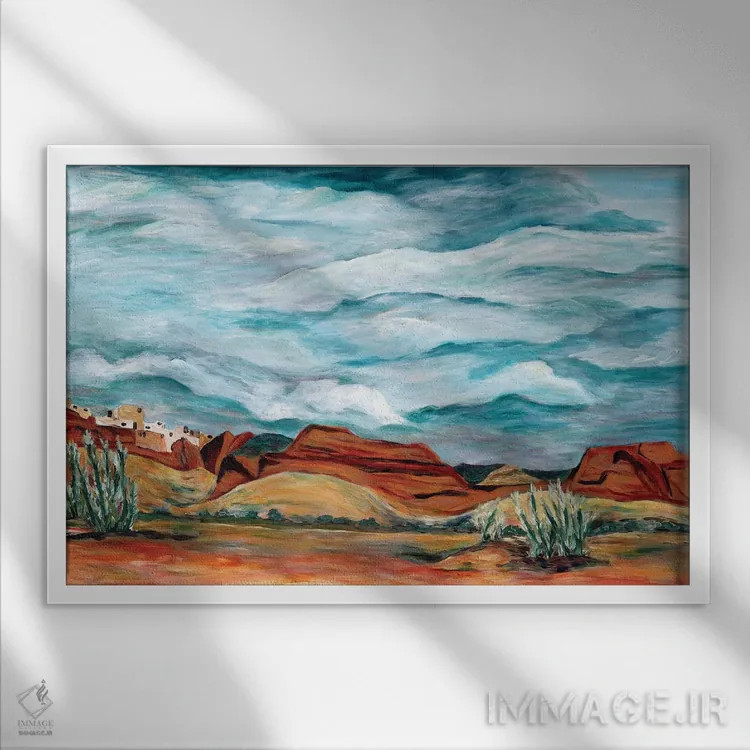 تابلو منظرهٔ نیومکزیکو اثر دبورا ایو آلاسترا - نمای قابدار سفید