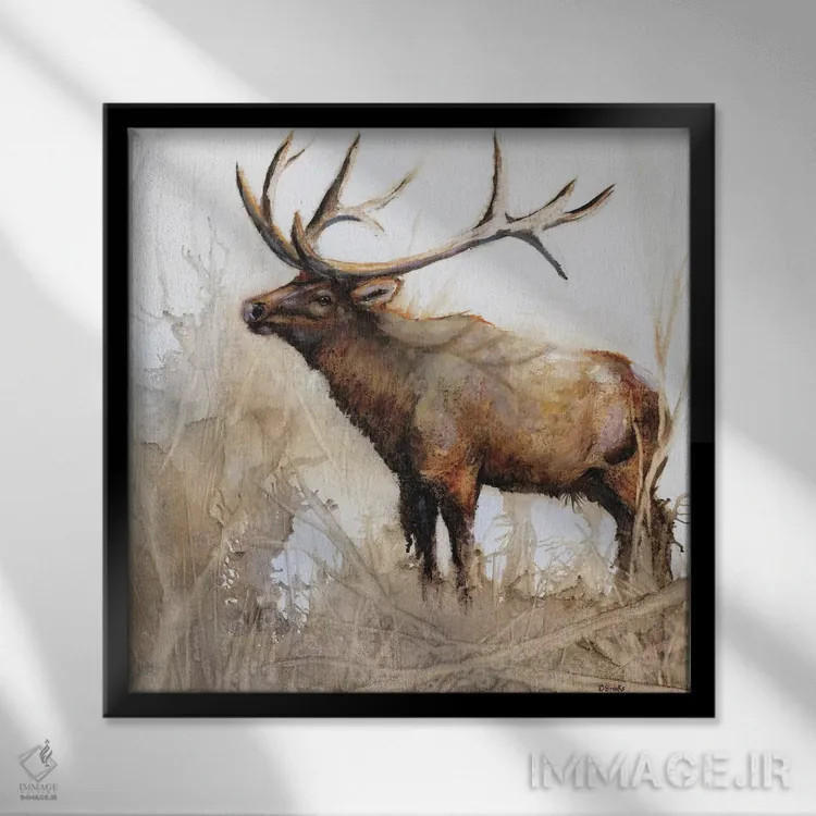 تابلو گوزن کبیر اثر دانا بروکس - نمای قابدار مشکی