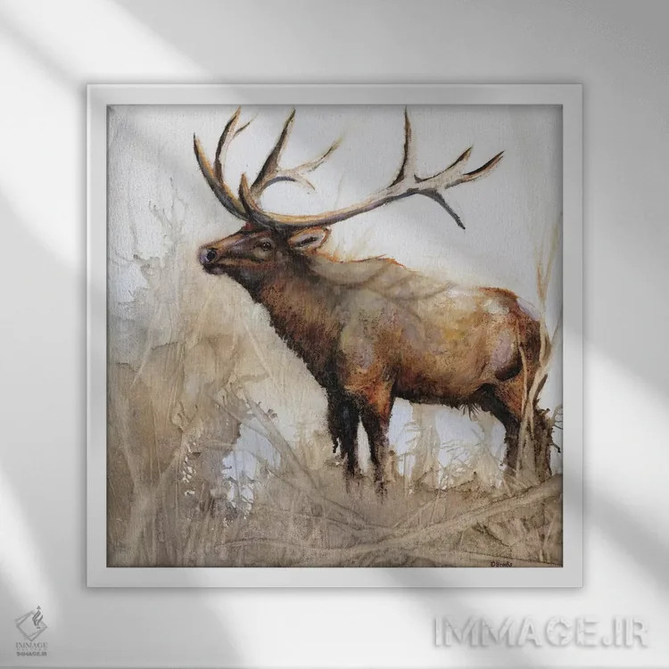 تابلو گوزن کبیر اثر دانا بروکس - نمای قابدار سفید