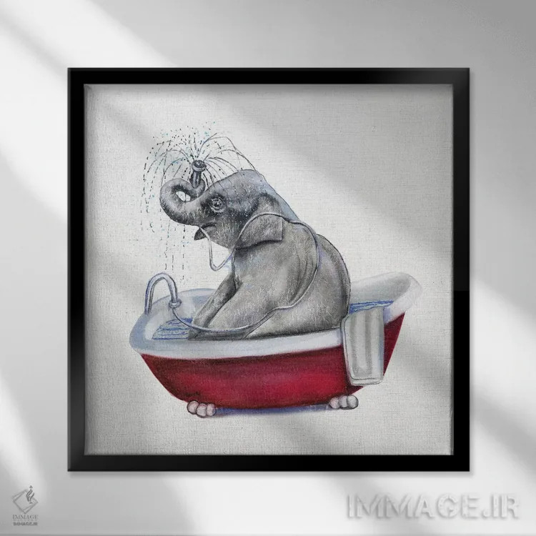 تابلو زیبای در حال حمام ۲ اثر دانا بروکس - نمای قابدار مشکی