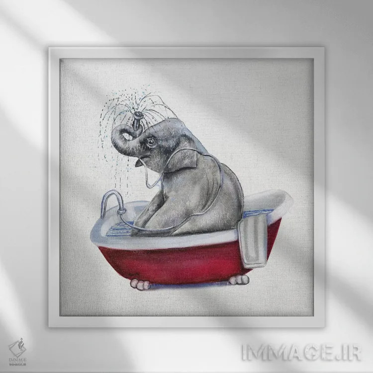 تابلو زیبای در حال حمام ۲ اثر دانا بروکس - نمای قابدار سفید