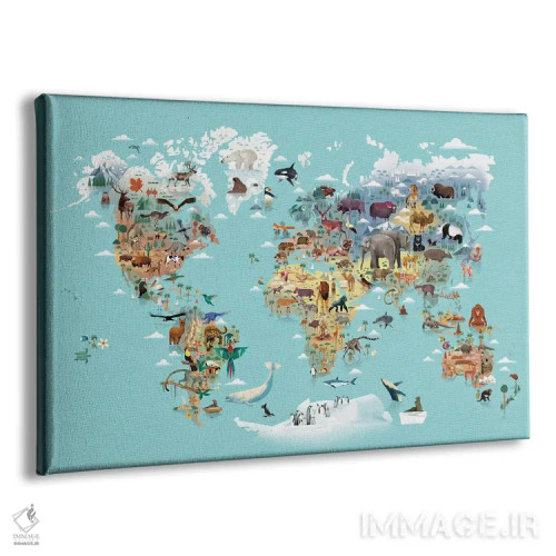 تابلو نقشهٔ حیوانات جهان اثر دیتِر براون - نمای پرسپکتیو محصول