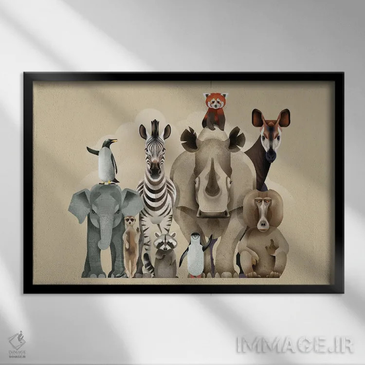 تابلو سلام حیوانات اثر دیتِر براون - نمای قابدار مشکی