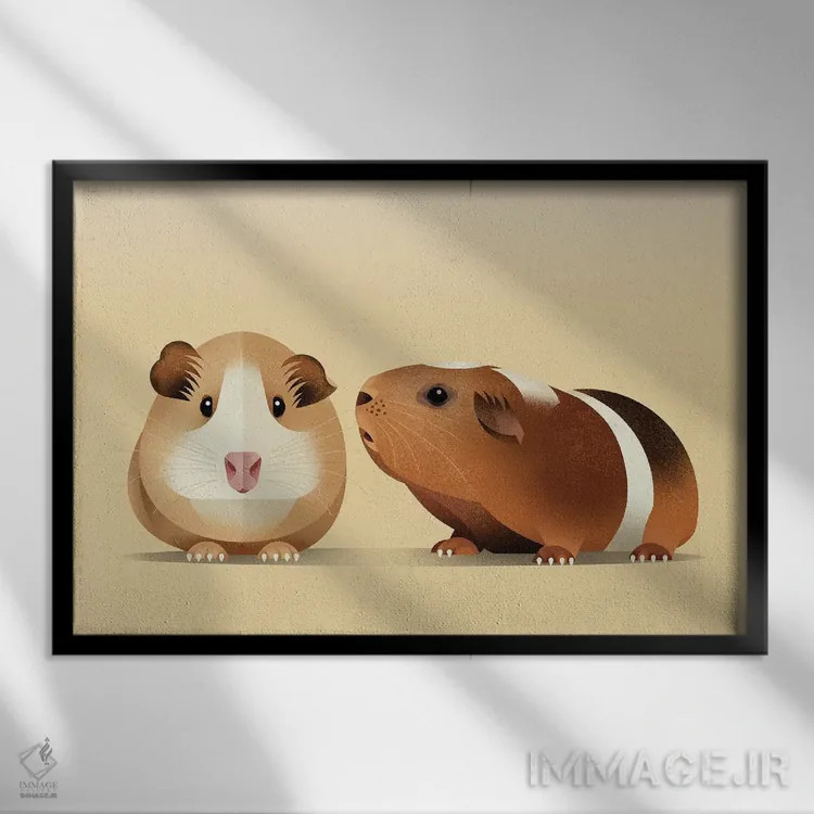 تابلو خوکچه هندی اثر دیتِر براون - نمای قابدار مشکی