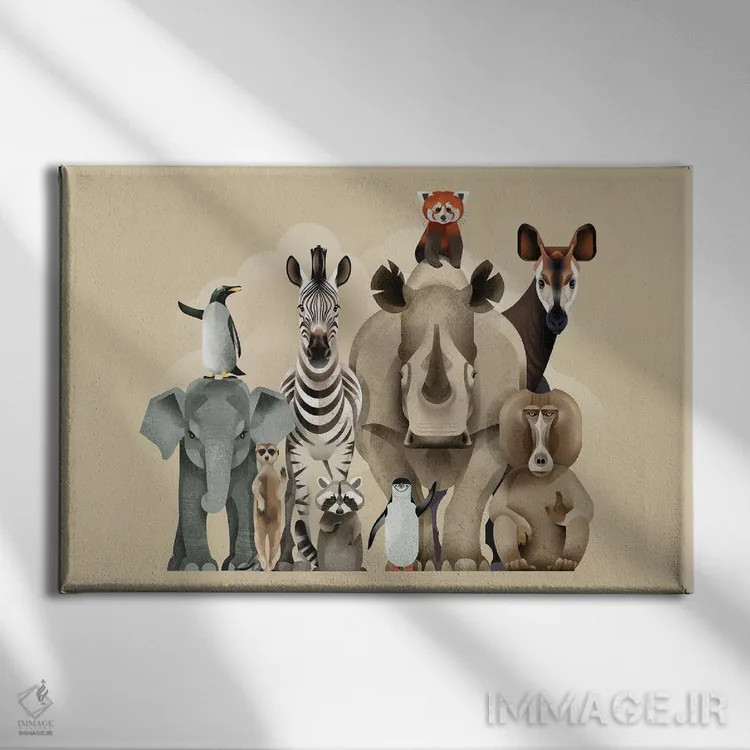 تابلو سلام حیوانات اثر دیتِر براون - نمای روبهرو روی دیوار