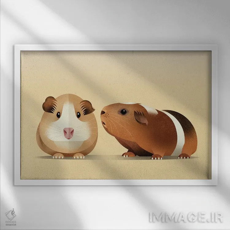 تابلو خوکچه هندی اثر دیتِر براون - نمای قابدار سفید